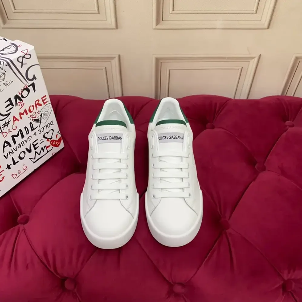 Dolce Gabbana D&G Calfskin Portofino Sneakers for Unisex in White Dolce Gabbana D&G Calfskin Portofino Sneakers for Unisex in White