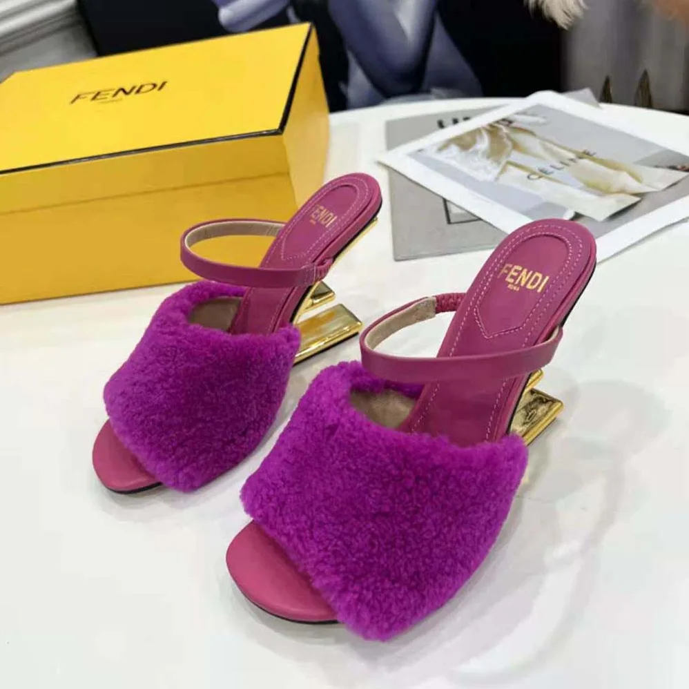 Fendi First Purple Sheepskin High for Women in Heeled Sandals