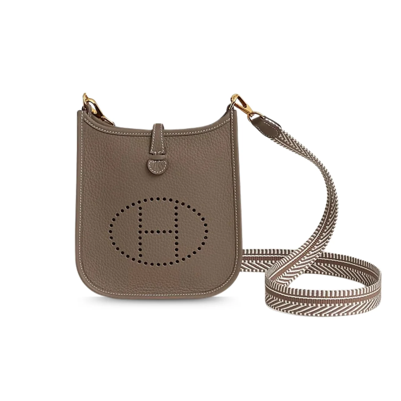 Hermes Evelyne 16 Amazone Shoulder Bag in Etoupe Gold Hardware