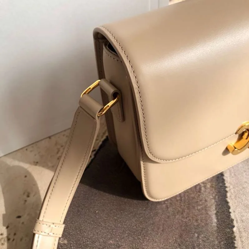 Celine Lady Medium Triomphe Bag in Shiny Calfskin in Sandy