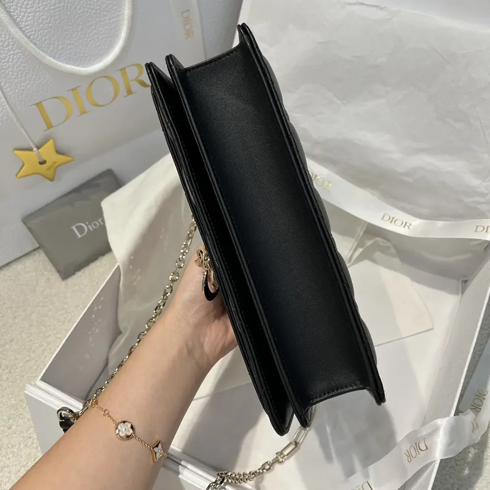 Dior My Dior Top Handle Bag Black Cannage Lambskin for Women