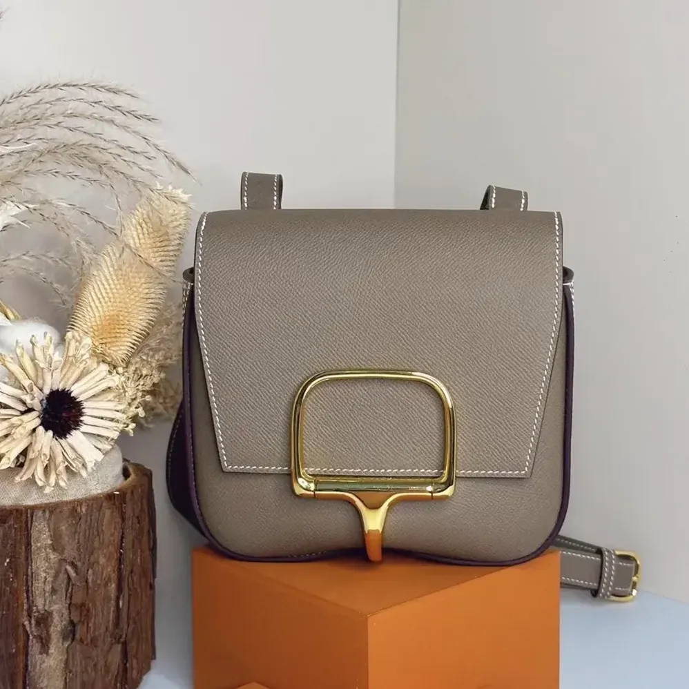 Hermes Della Cavalleria Mini Bag Epsom Leather for Women in Grey/Gold
