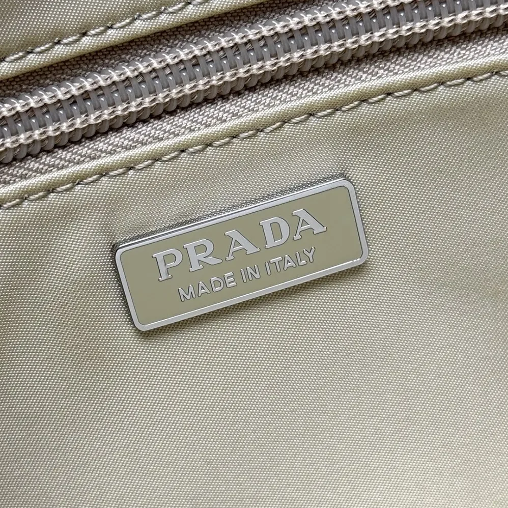 Prada Small Padded Re-Nylon Shoulder Bag for Women in Beige