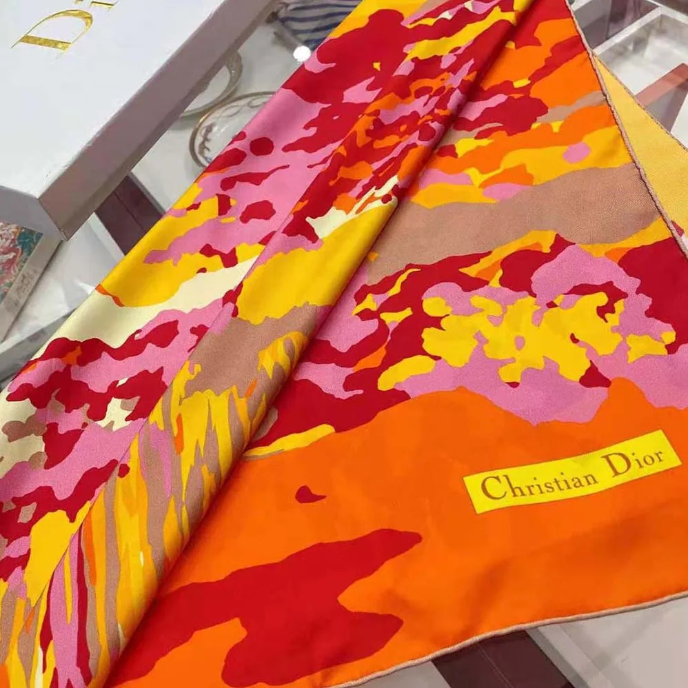 Dior D-Wood Square Scarf Multicolor Silk Twill for Women Dior D-Wood Square Scarf Multicolor Silk Twill for Women