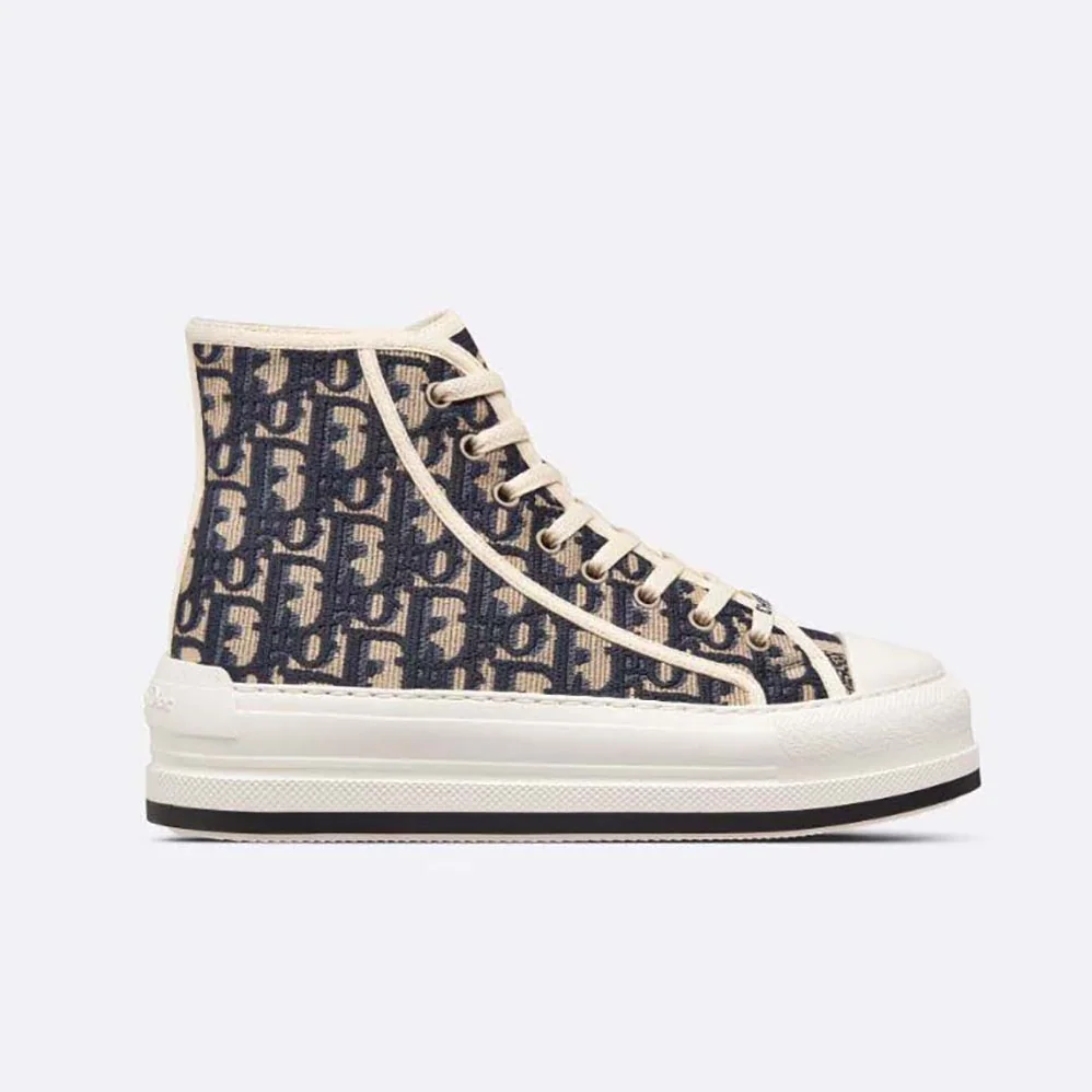 Dior Walk'N'Dior High-Top Platform Sneaker Deep Blue Dior Oblique Embroidered Cotton for Women Dior Walk'N'Dior High-Top Platform Sneaker Deep Blue Dior Oblique Embroidered Cotton for Women