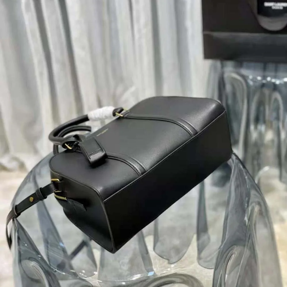 Saint Laurent YSL Lock Baby Duffle in Smooth Leather for Women in Black