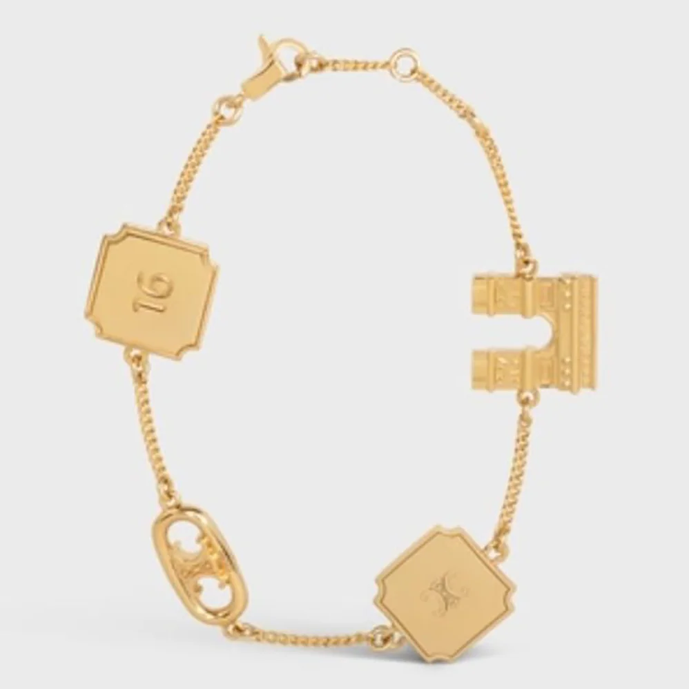 Celine Maillon Triomphe Signature Bracelet in Brass with Gold Finish for Women