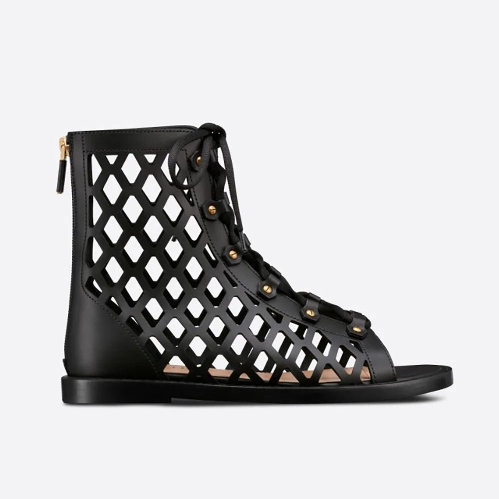 Dior D-Trap Sandal Black Matte Calfskin in 3cm Heel for Women Dior D-Trap Sandal Black Matte Calfskin in 3cm Heel for Women
