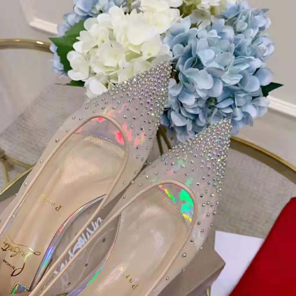 Christian Louboutin Evening Flats Shoes Follies Strass for Women in Gold