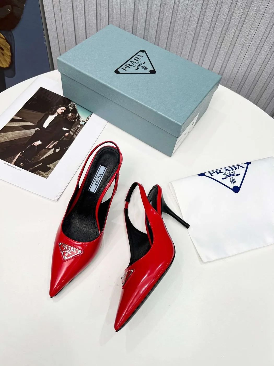 Prada Brushed Sling Pumps Red Prada Brushed Sling Pumps Red