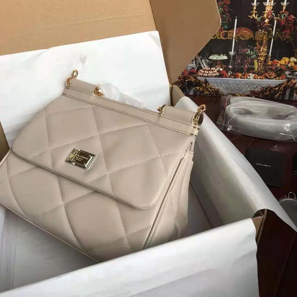 Dolce Gabbana D&G Medium Sicily Bag in Quilted Calfskin for Women in Sandy