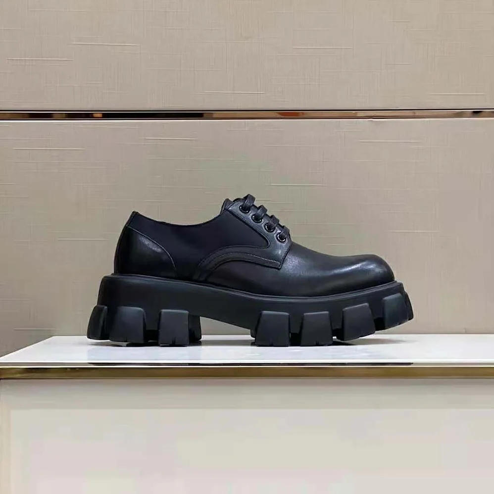 Prada Monolith Brushed Rois Leather and Nylon Lace for Men in up Shoes Prada Monolith Brushed Rois Leather and Nylon Lace for Men in up Shoes