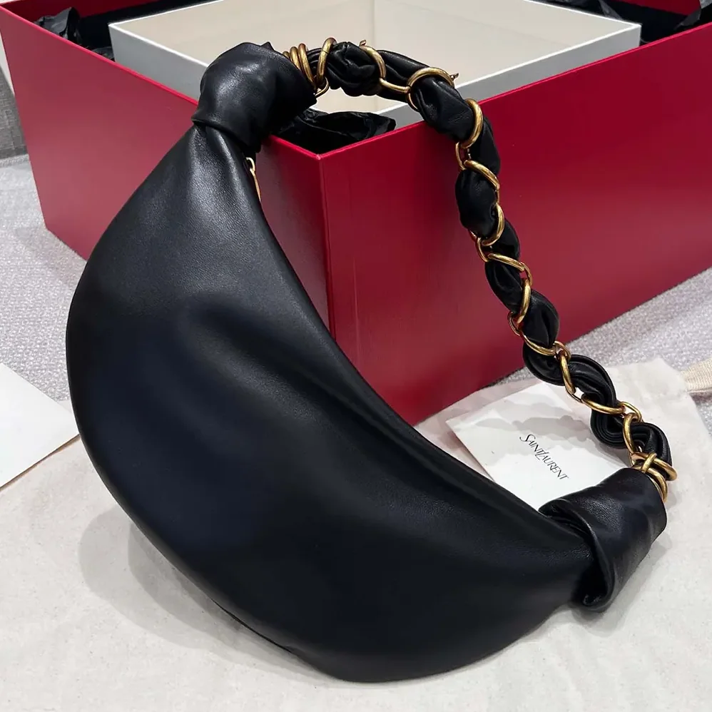 Saint Laurent YSL Amalia Mini Hobo In Lambskin Black for Women Saint Laurent YSL Amalia Mini Hobo In Lambskin Black for Women