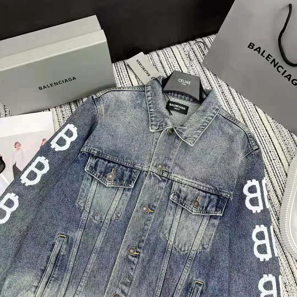 Balenciaga Crypto Large Fit Jacket in Light Blue for Men Balenciaga Crypto Large Fit Jacket in Light Blue for Men