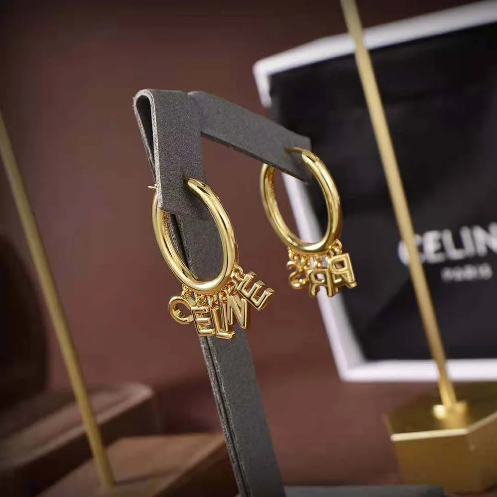 Celine Paris Hoops in Brass with Gold Finish for Women Celine Paris Hoops in Brass with Gold Finish for Women