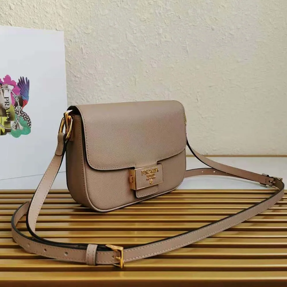 Prada Saffiano Leather Prada Embleme Bag for Women in Pink