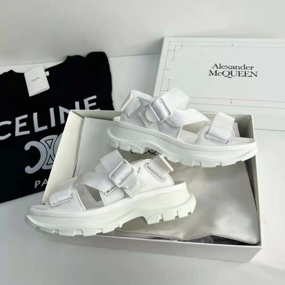 Alexander Mcqueen Tread Sandal in Ivory for Women in White Alexander Mcqueen Tread Sandal in Ivory for Women in White