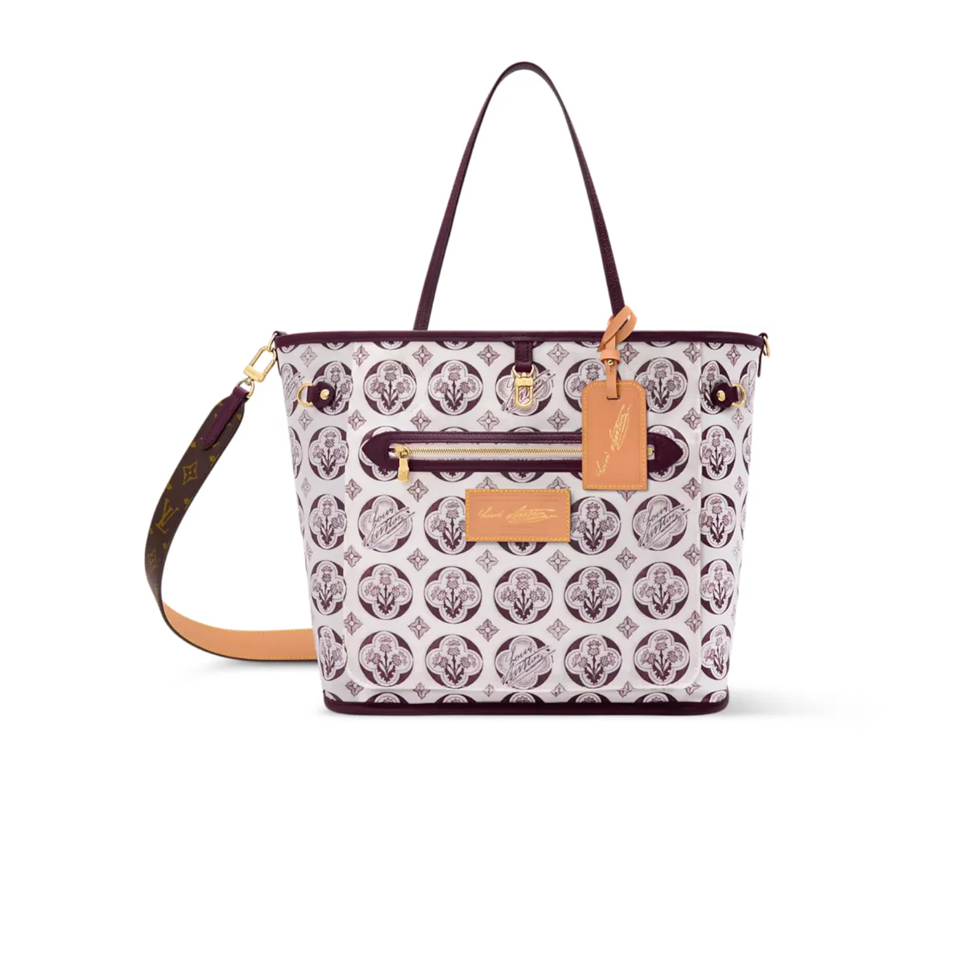 Louis Vuitton Neverfull Inside Out MM Tote Bag in Monogram/ Purple Gold Hardware