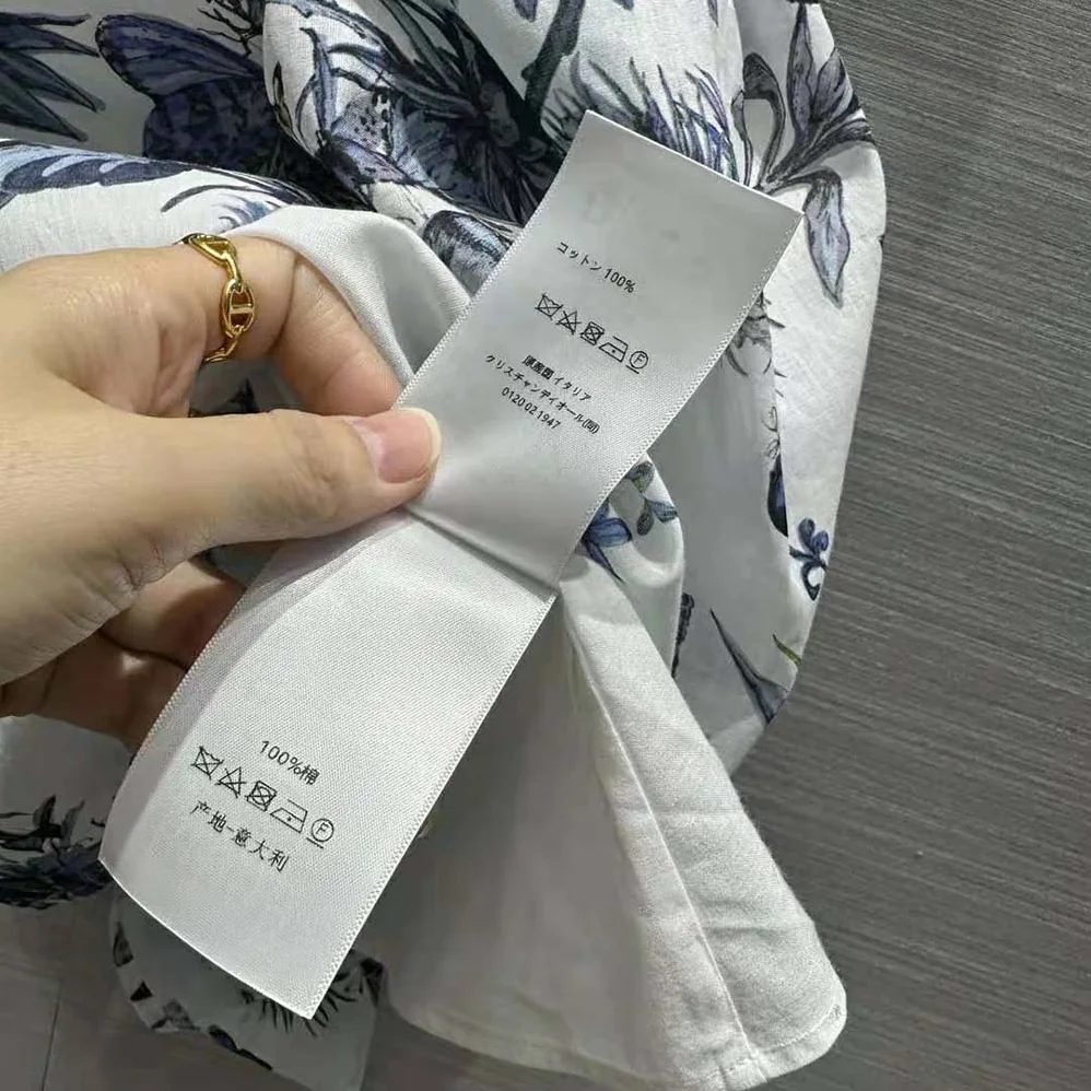 Dior Mid-length Shirt Dress White and Pastel Midnight Blue Cotton Voile for Women Dior Mid-length Shirt Dress White and Pastel Midnight Blue Cotton Voile for Women