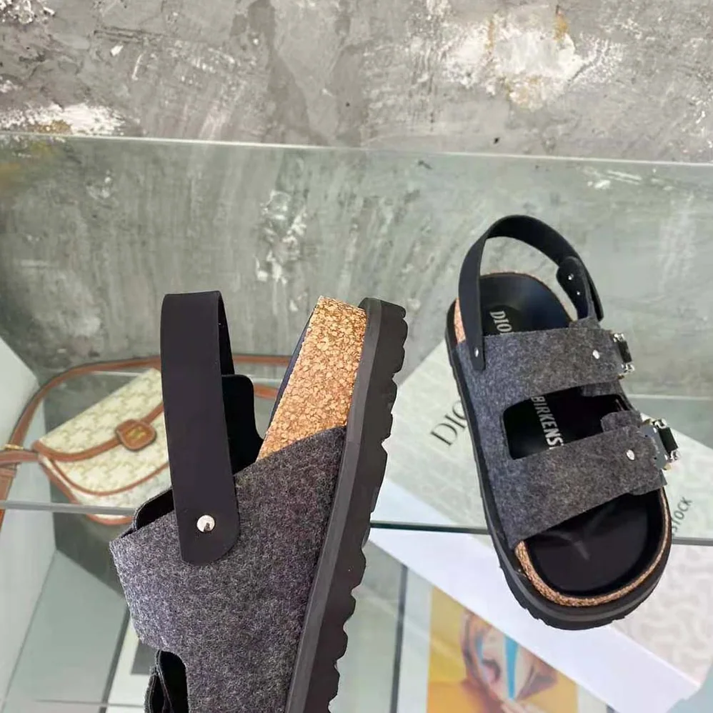 Dior By Birkenstock Milano Sandal Black Nubuck Calfskin for Men