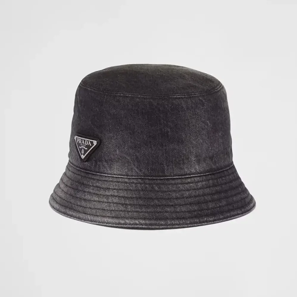 Prada Denim Bucket Hat for Unisex in Black
