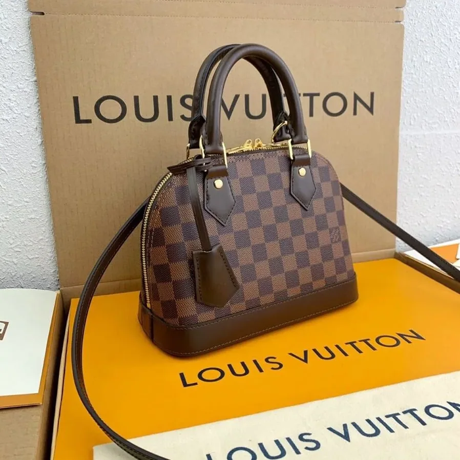 Louis Vuitton Alma BB Top Handle Bag in Damier Brown Gold Hardware Louis Vuitton Alma BB Top Handle Bag in Damier Brown Gold Hardware