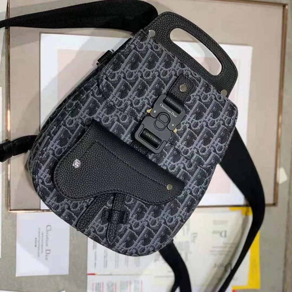 Dior Mini Saddle Backpack Dior Oblique Jacquard for Men in Black Dior Mini Saddle Backpack Dior Oblique Jacquard for Men in Black
