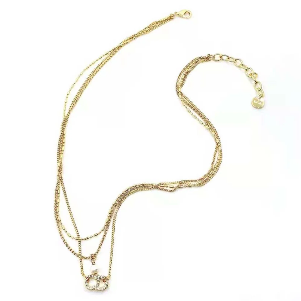 Dior Clair D Lune Necklace Gold-Finish Metal and White Crystals for Women Dior Clair D Lune Necklace Gold-Finish Metal and White Crystals for Women