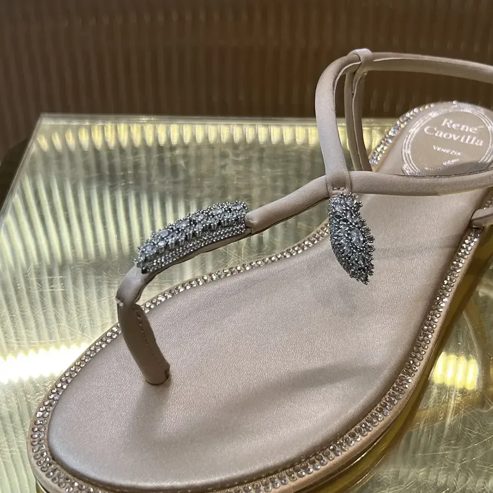 Rene Caovilla Serpente Nude Thong Sandal 10 for Women