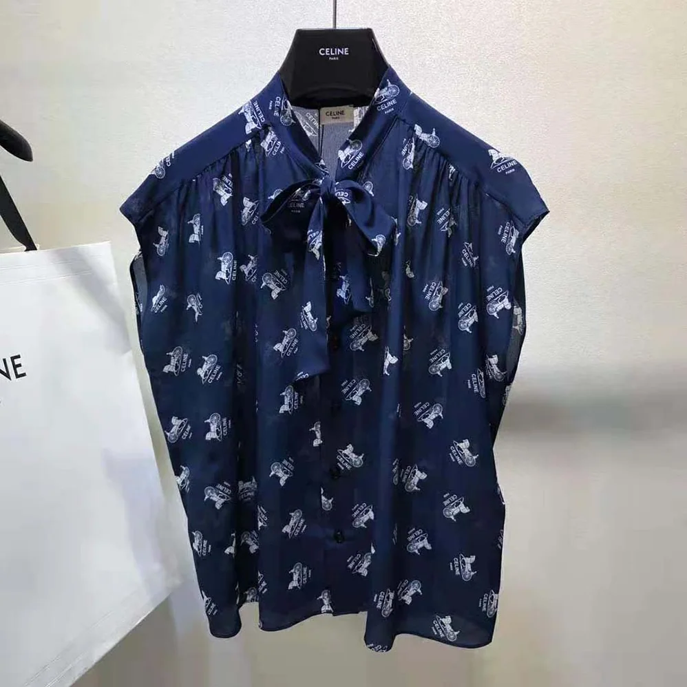 Celine Lavalliere Blouse in Crepe DE Chine for Women Celine Lavalliere Blouse in Crepe DE Chine for Women