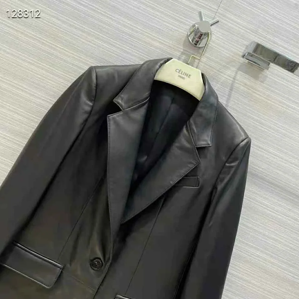 Celine Tournon Jacket in Lambskin Leather for Women in Black