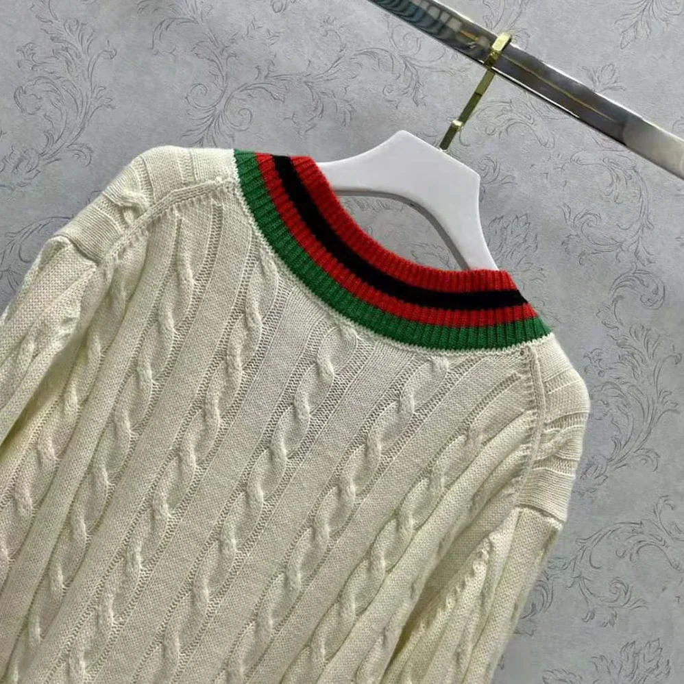 Loewe Cable Knit Sweater in Wool for Women in White