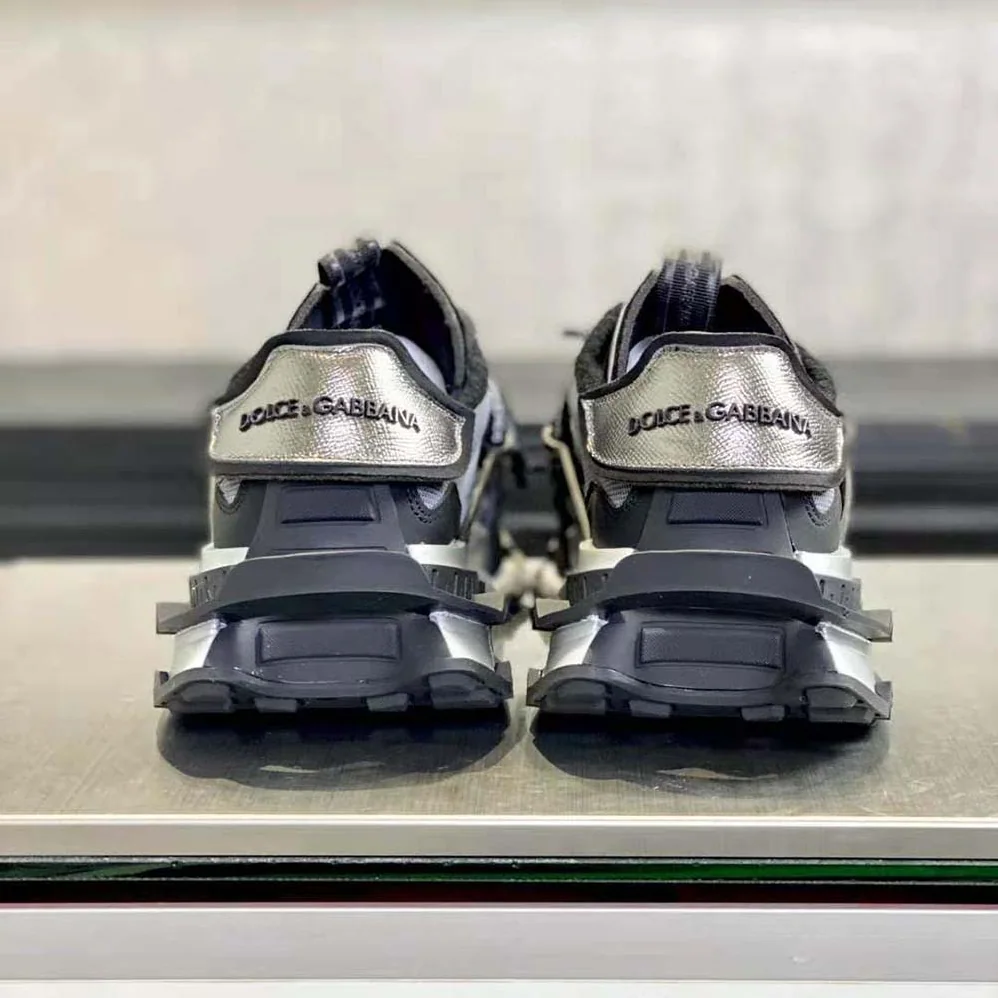 Dolce Gabbana D&G Mixed-Materials Space Sneakers for Unisex in Silver Dolce Gabbana D&G Mixed-Materials Space Sneakers for Unisex in Silver
