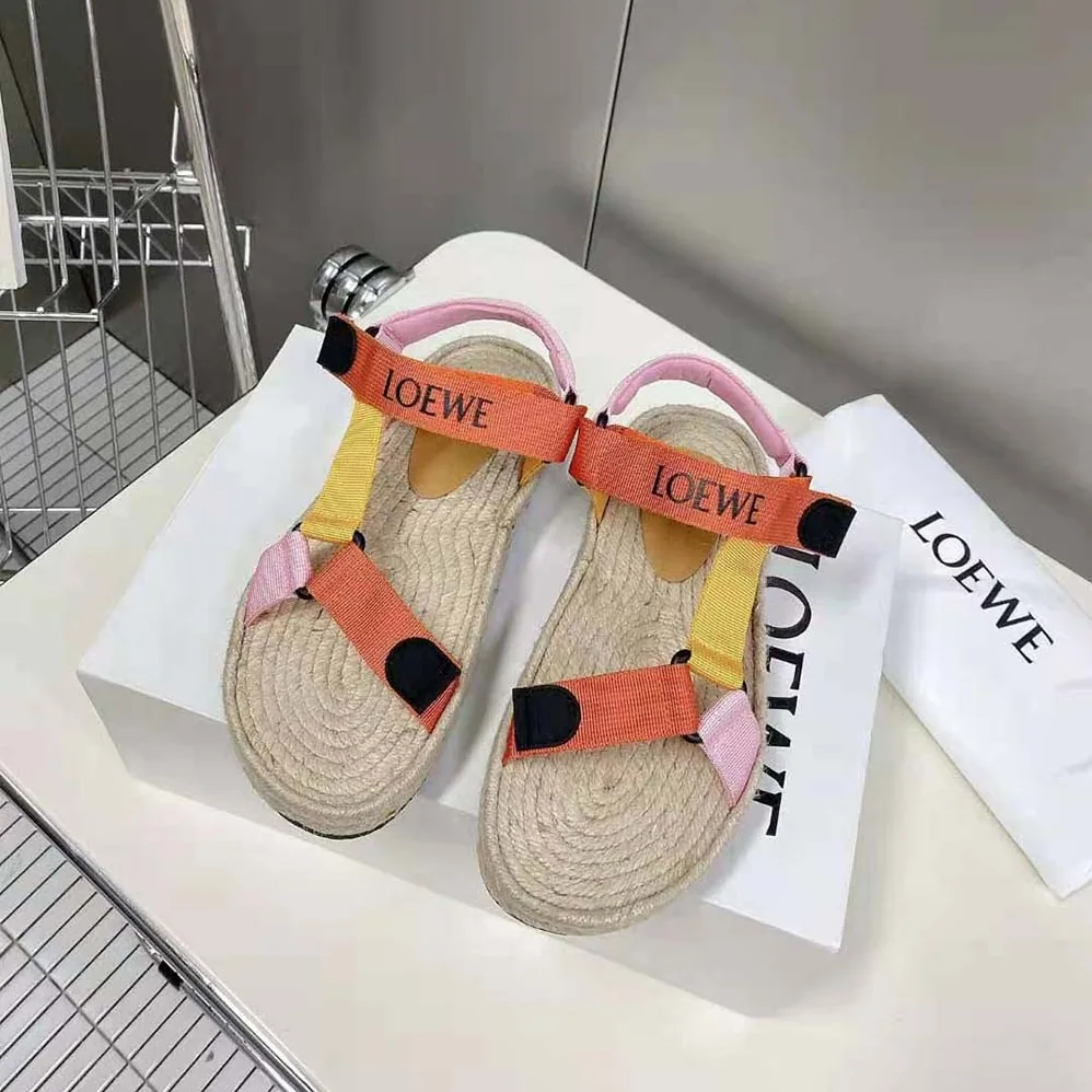 Loewe Strappy Espadrille in Nylon for Women in Orange