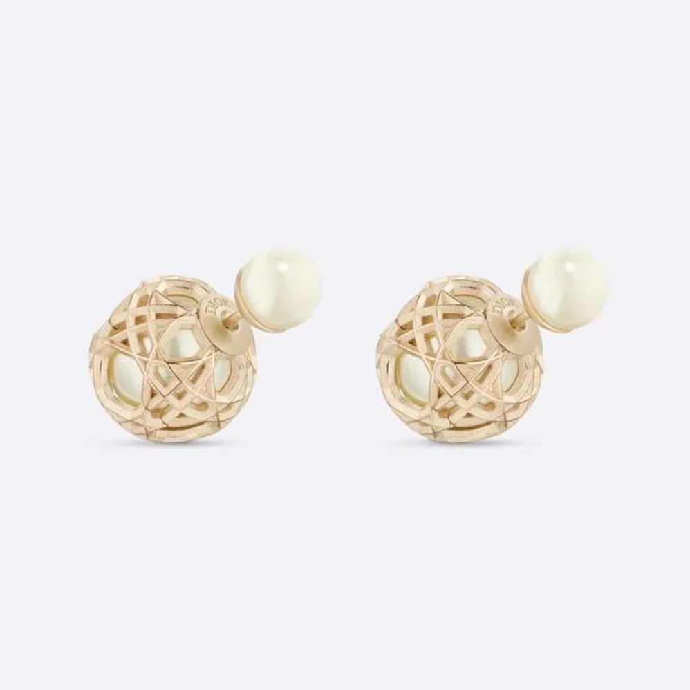 Dior Tribales Earrings White Resin Pearls and Gold for Women in Finish Metal