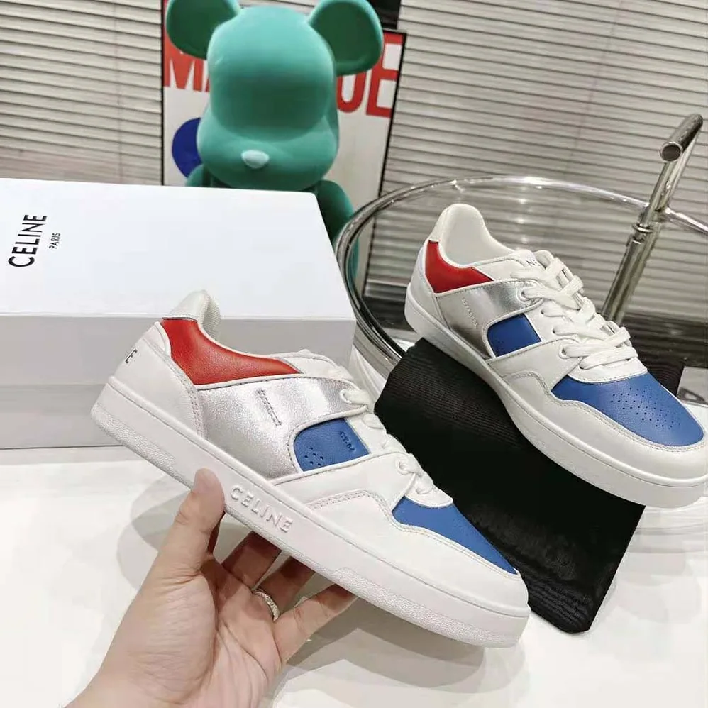 Celine CT-04 Celine Trainer Low Lace-up Sneaker in Metallic Calfskin and Calfskin for Men Celine CT-04 Celine Trainer Low Lace-up Sneaker in Metallic Calfskin and Calfskin for Men