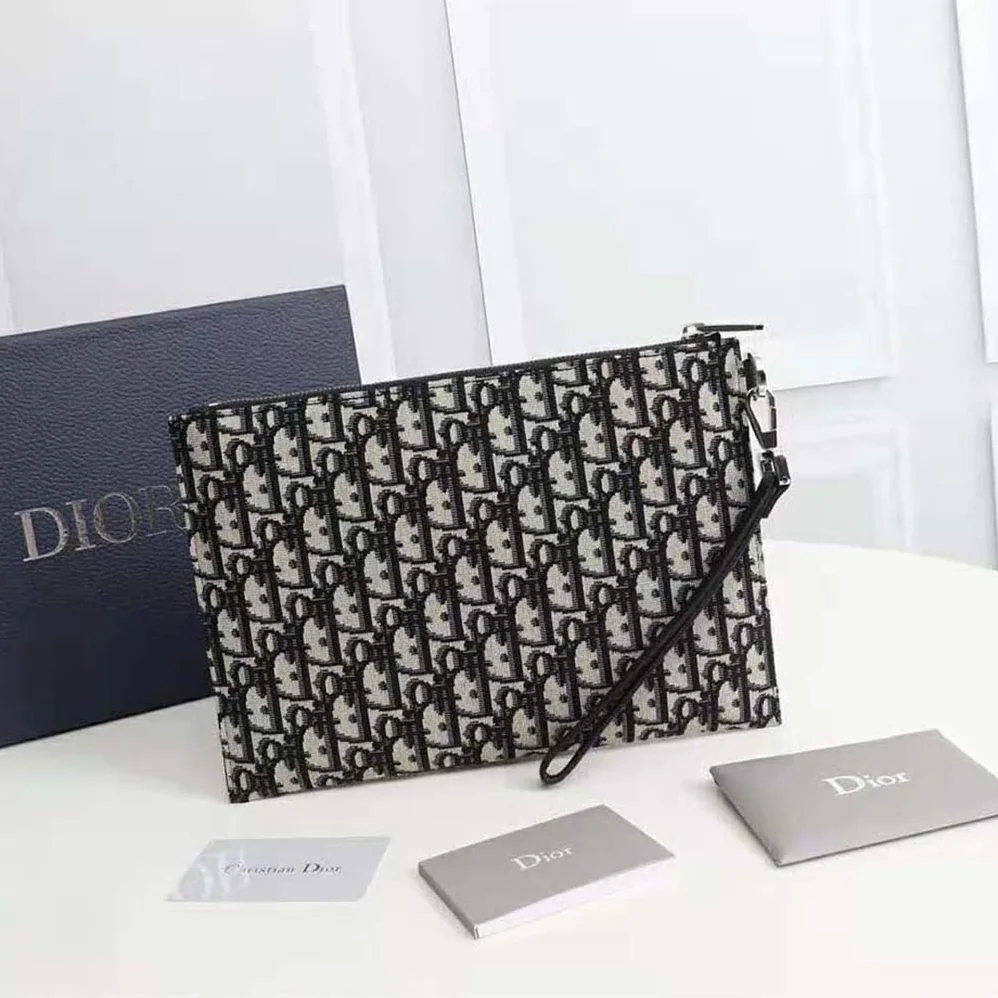 Dior A4 Pouch Beige and Black Dior Oblique Jacquard for Men Dior A4 Pouch Beige and Black Dior Oblique Jacquard for Men