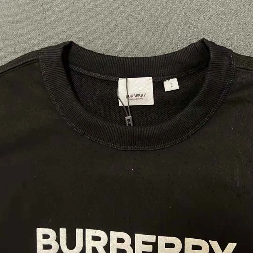 Burberry Logo Print Cotton Sweatshirt for Men in Black