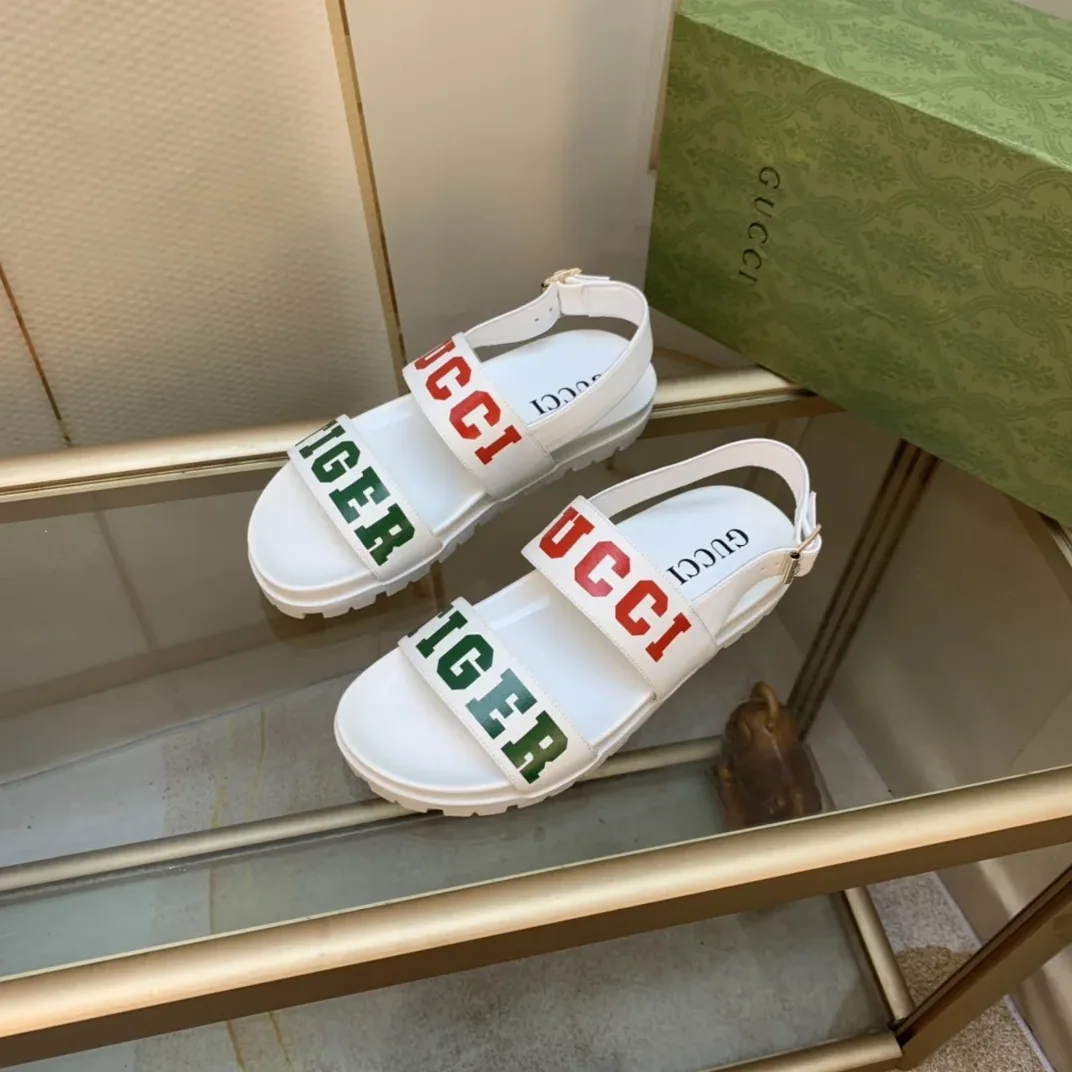 Gucci Tiger And Buckle Sandal White for Women