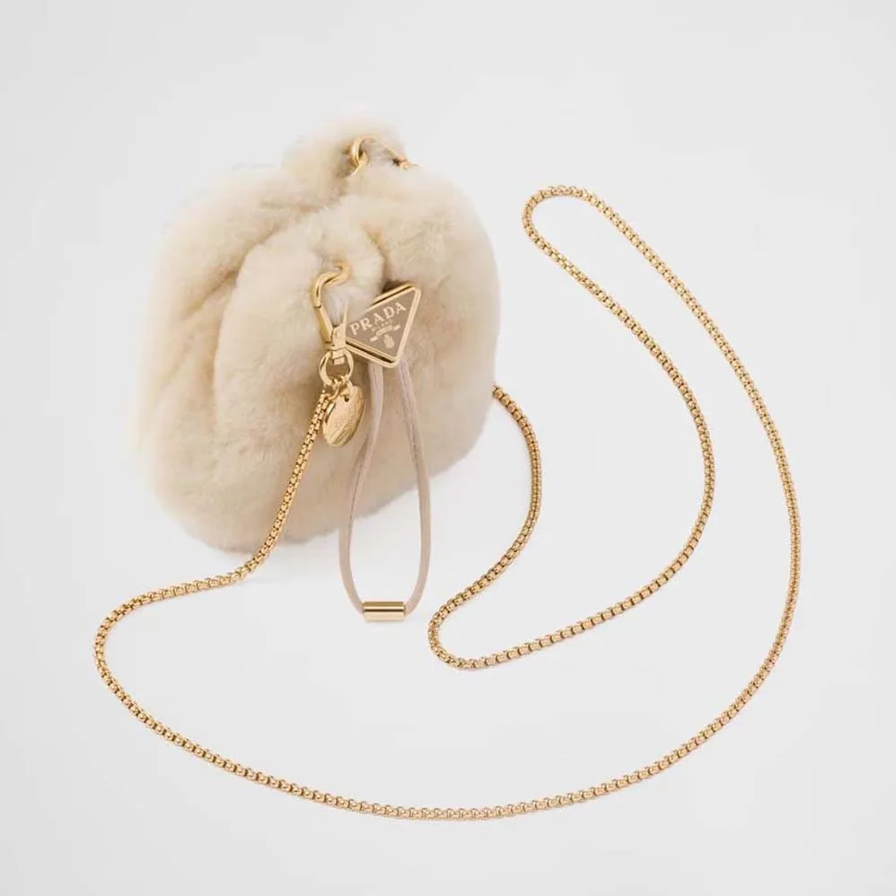Prada Shearling Mini-pouch for Women in Beige