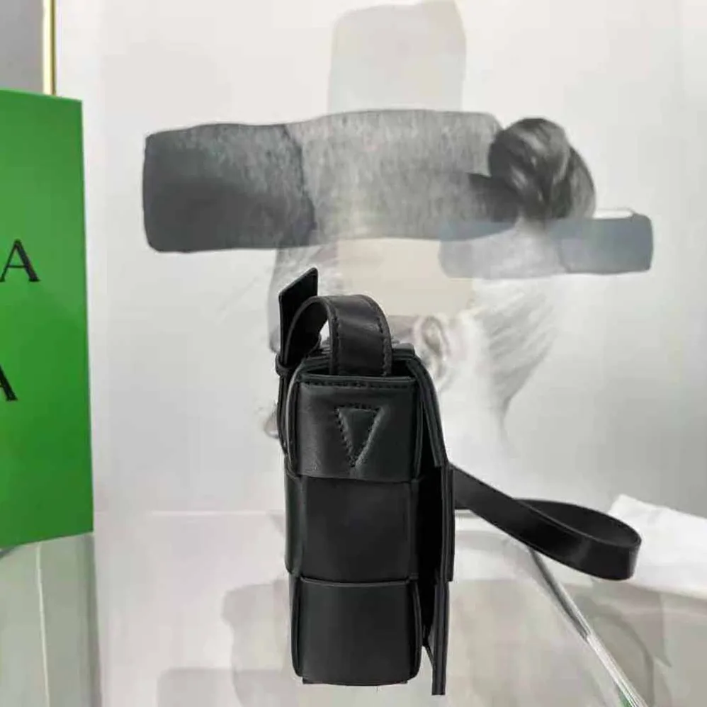Bottega Veneta Cassette Intreccio Leather Cross-Body Bag for Women in Black