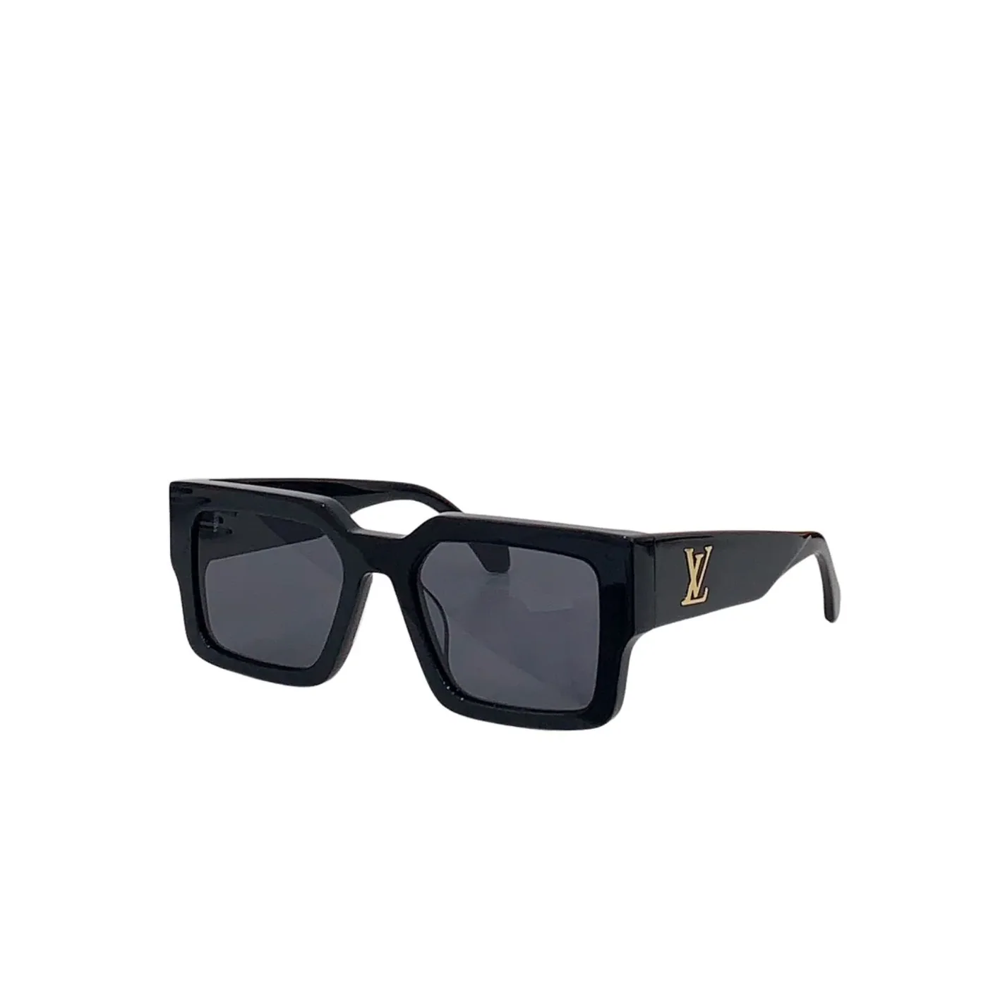 Louis Vuitton Square Millionaires Sunglasses Solid Black With Gold Logo Louis Vuitton Square Millionaires Sunglasses Solid Black With Gold Logo