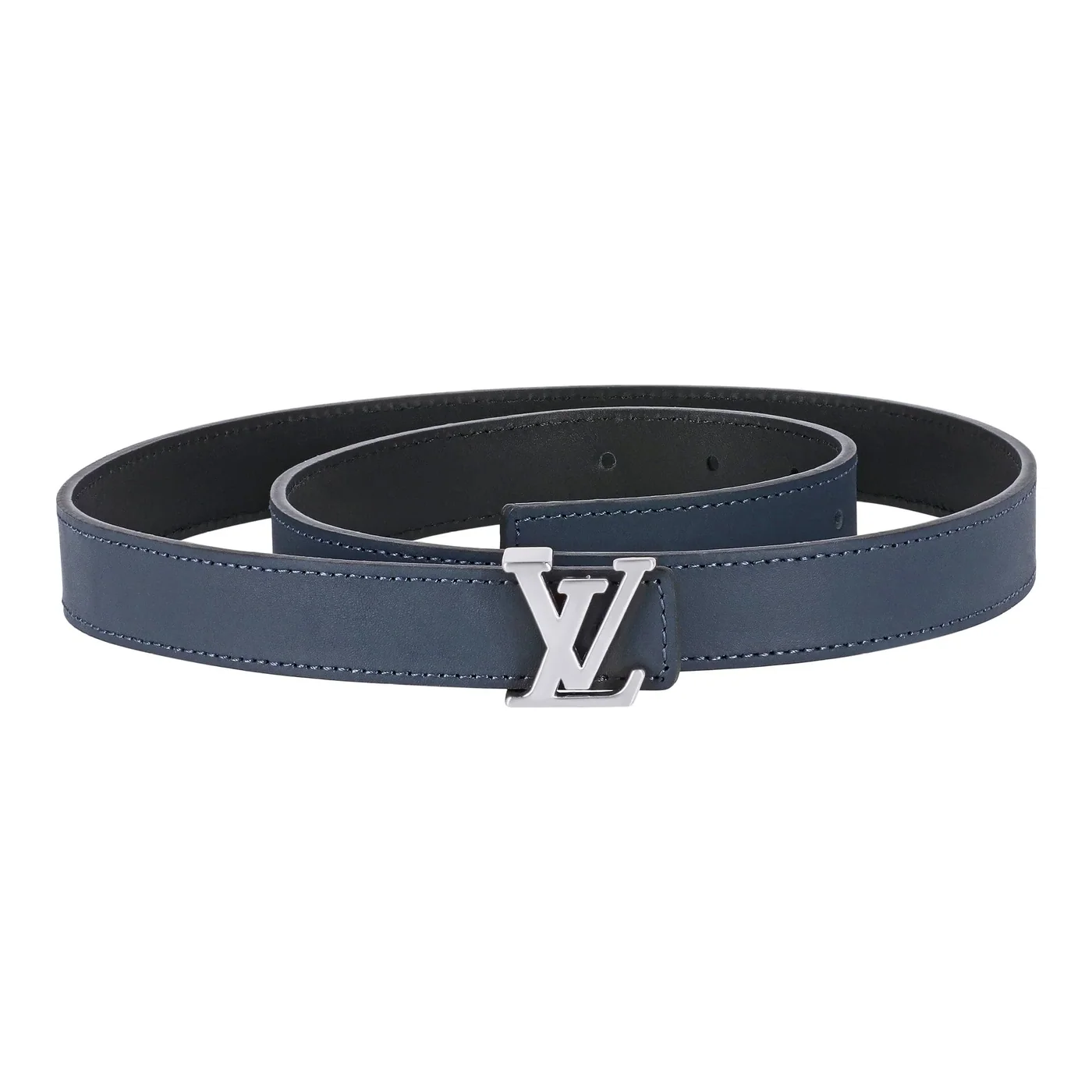 Reversible Dark Blue in Black Leather Belt