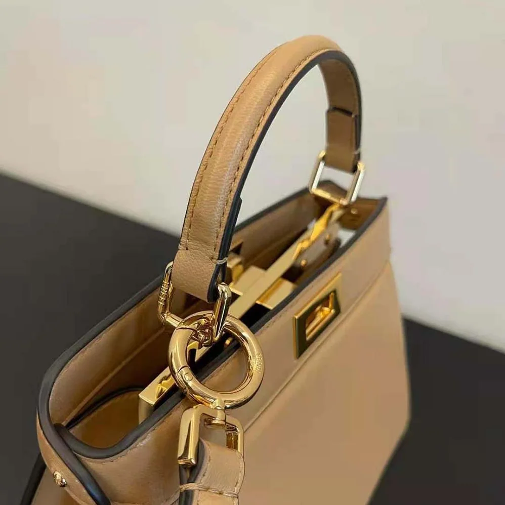 Fendi Peekaboo ISeeU Petite Beige Padded Nappa Leather Bag for Women