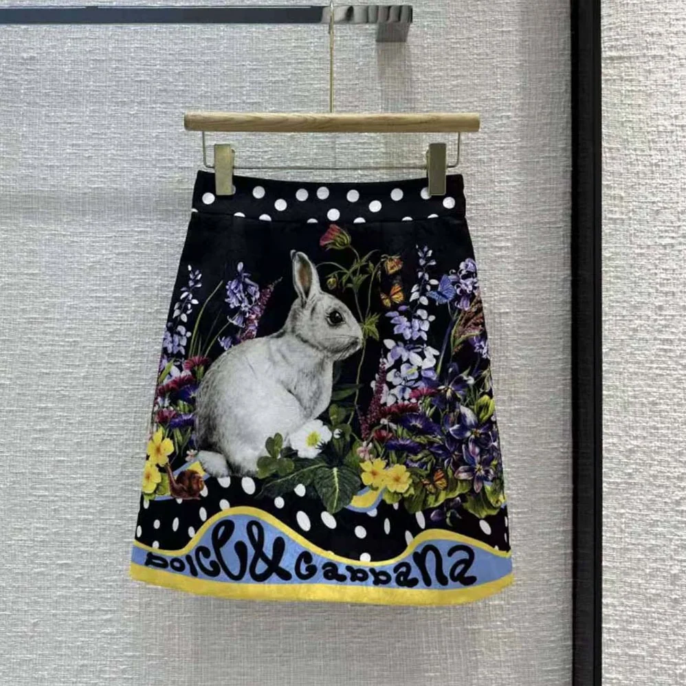 Dolce Gabbana D&G Rabbit for Women in Print Brocade Miniskirt