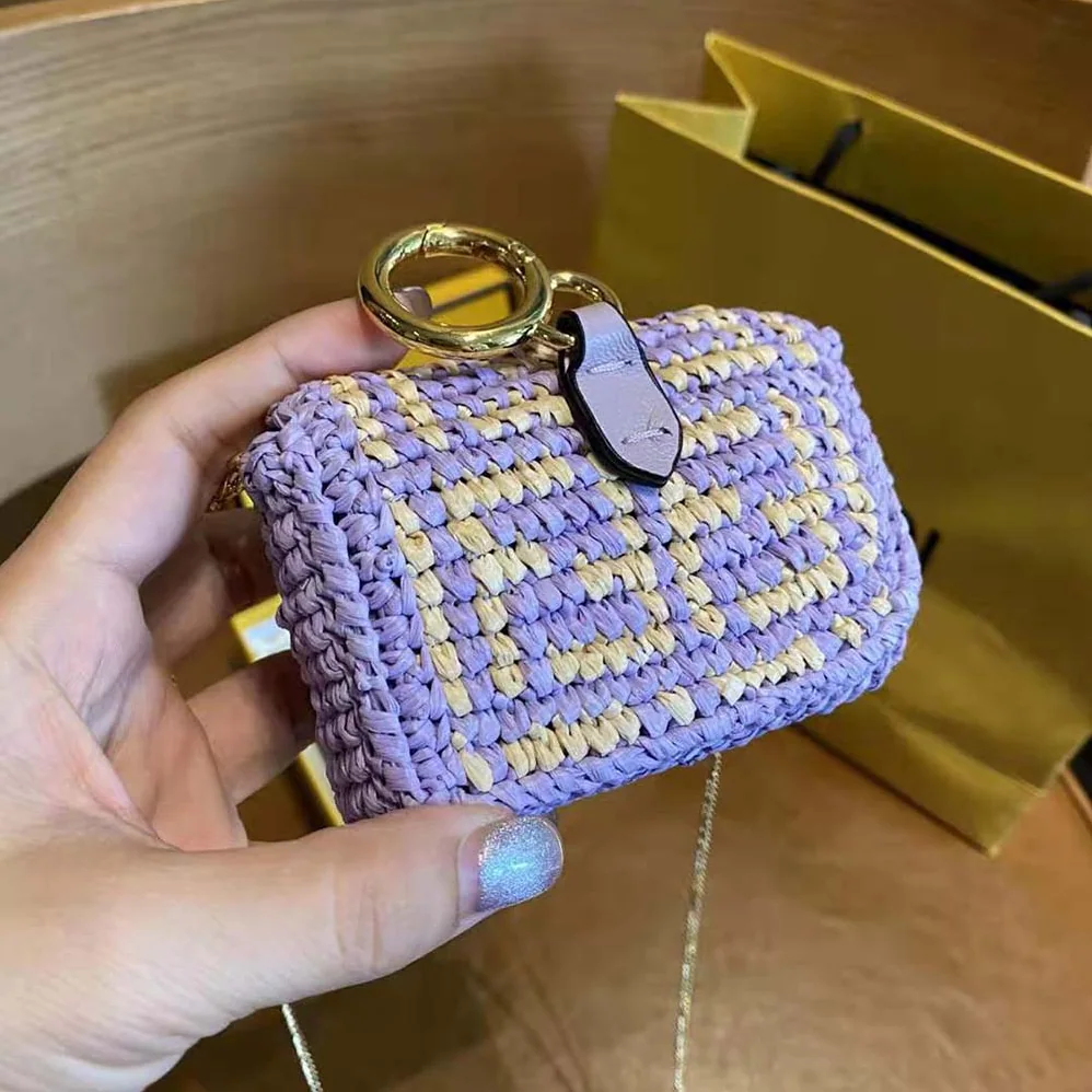 Fendi Nano Baguette Charm Lilac Raffia Charm for Women Fendi Nano Baguette Charm Lilac Raffia Charm for Women