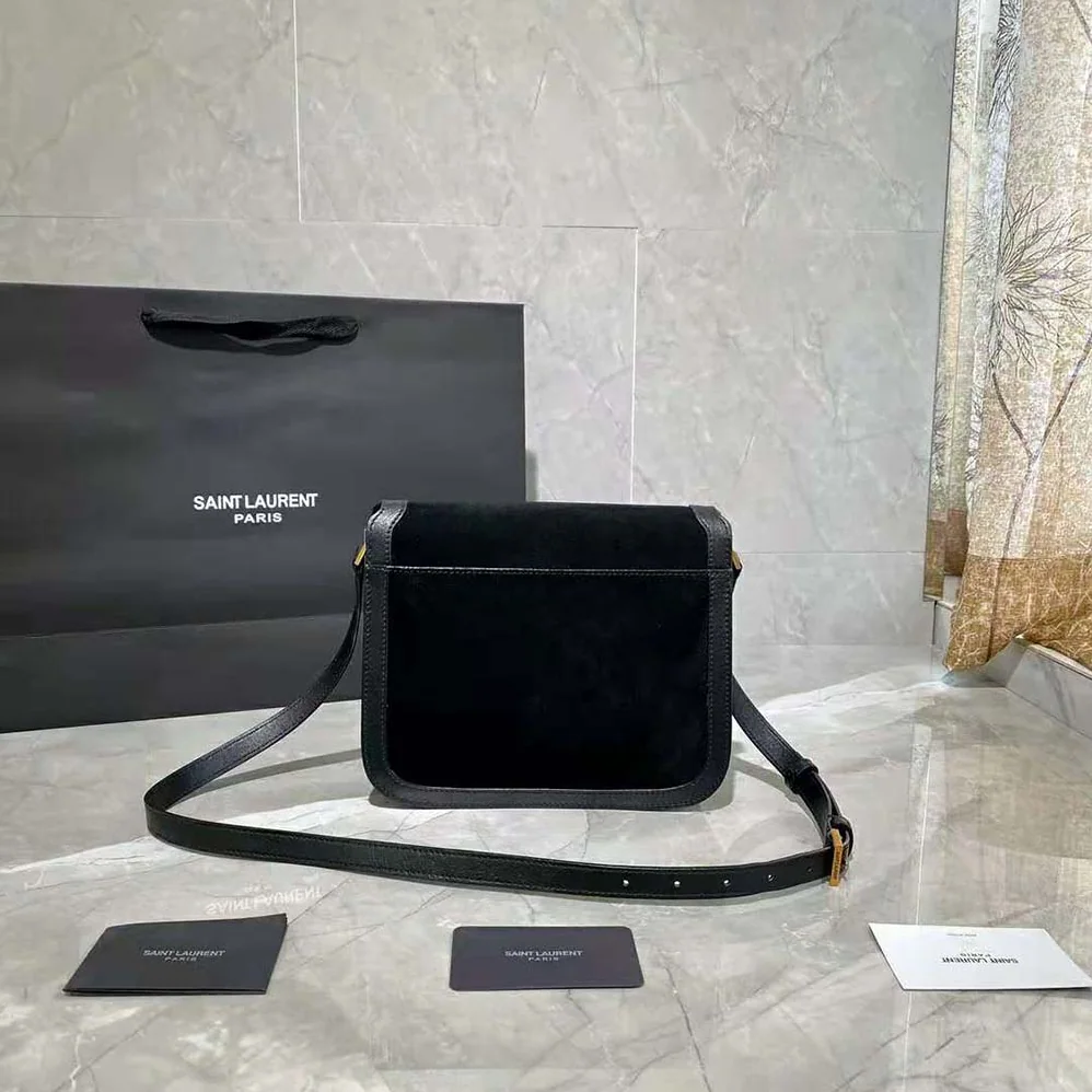 Saint Laurent YSL Solferino Medium Soft Satchel in Bsuede and Smooth Leather for Women Saint Laurent YSL Solferino Medium Soft Satchel in Bsuede and Smooth Leather for Women