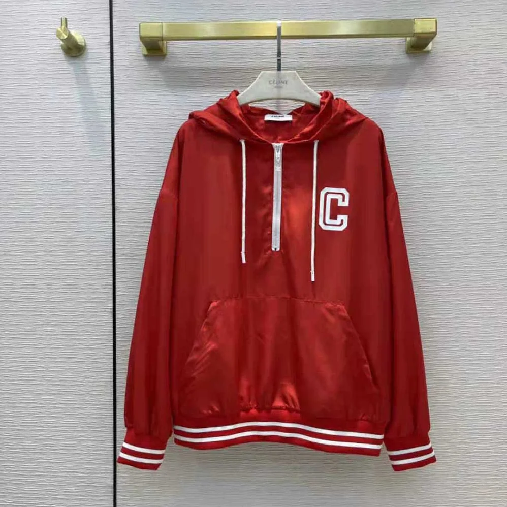 Celine Windbreaker in Lightweight Nylon for Women in Red