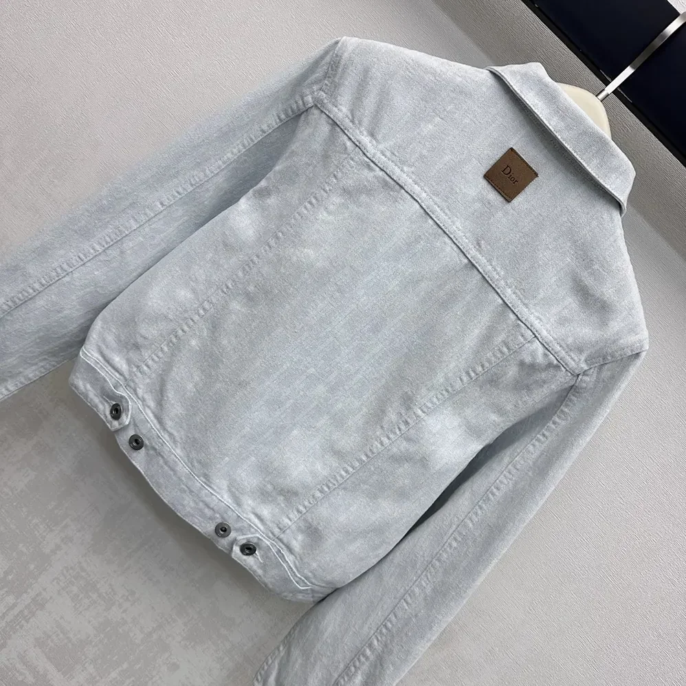 Dior Cropped Jacket Light Blue Dior Oblique Washed Cotton Denim for Men Dior Cropped Jacket Light Blue Dior Oblique Washed Cotton Denim for Men