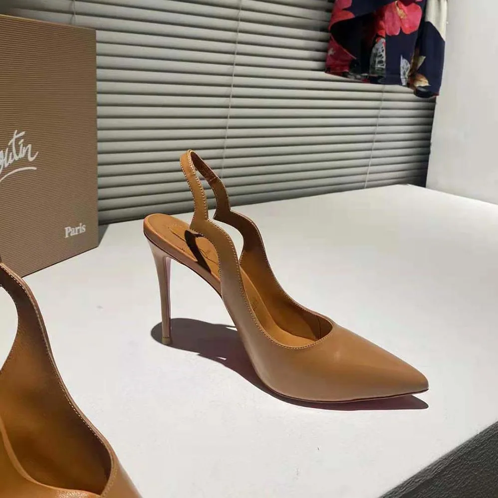 Christian Louboutin Hot Chick Sling 100 mm Heel Height for Women in Brown Christian Louboutin Hot Chick Sling 100 mm Heel Height for Women in Brown